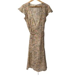 One by April Cornell Floral Cream/Pink Lightweight Wrap Dress L